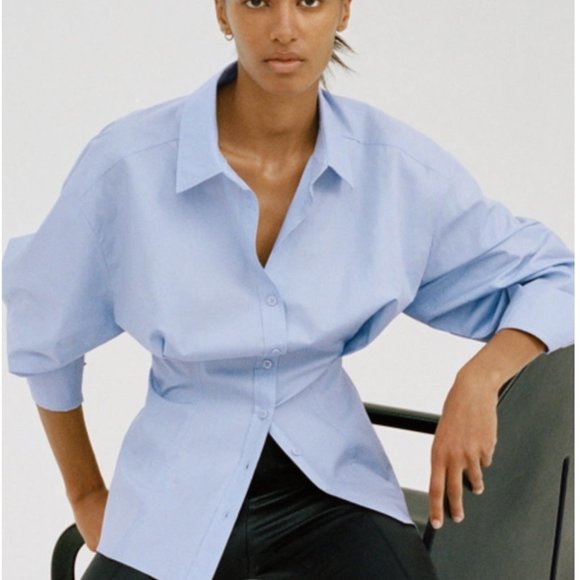 Zara Tops - ZARA Blue Adjusted Button-down oversized shirt